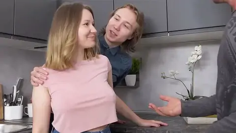 Adorable Blond Chick Is Hotwife On Her Boyfriend For Some Cash