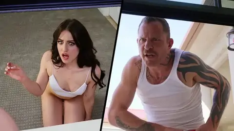 Beautiful Chocolate-colored-haired Aubree Valentine Is Surprised By A Giant One