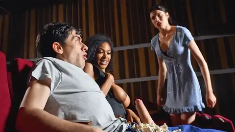 Public Multiracial In The Cinema With An Ebony