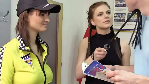 Teen Whips Him While He Drills Ginger-haired At The Driving School